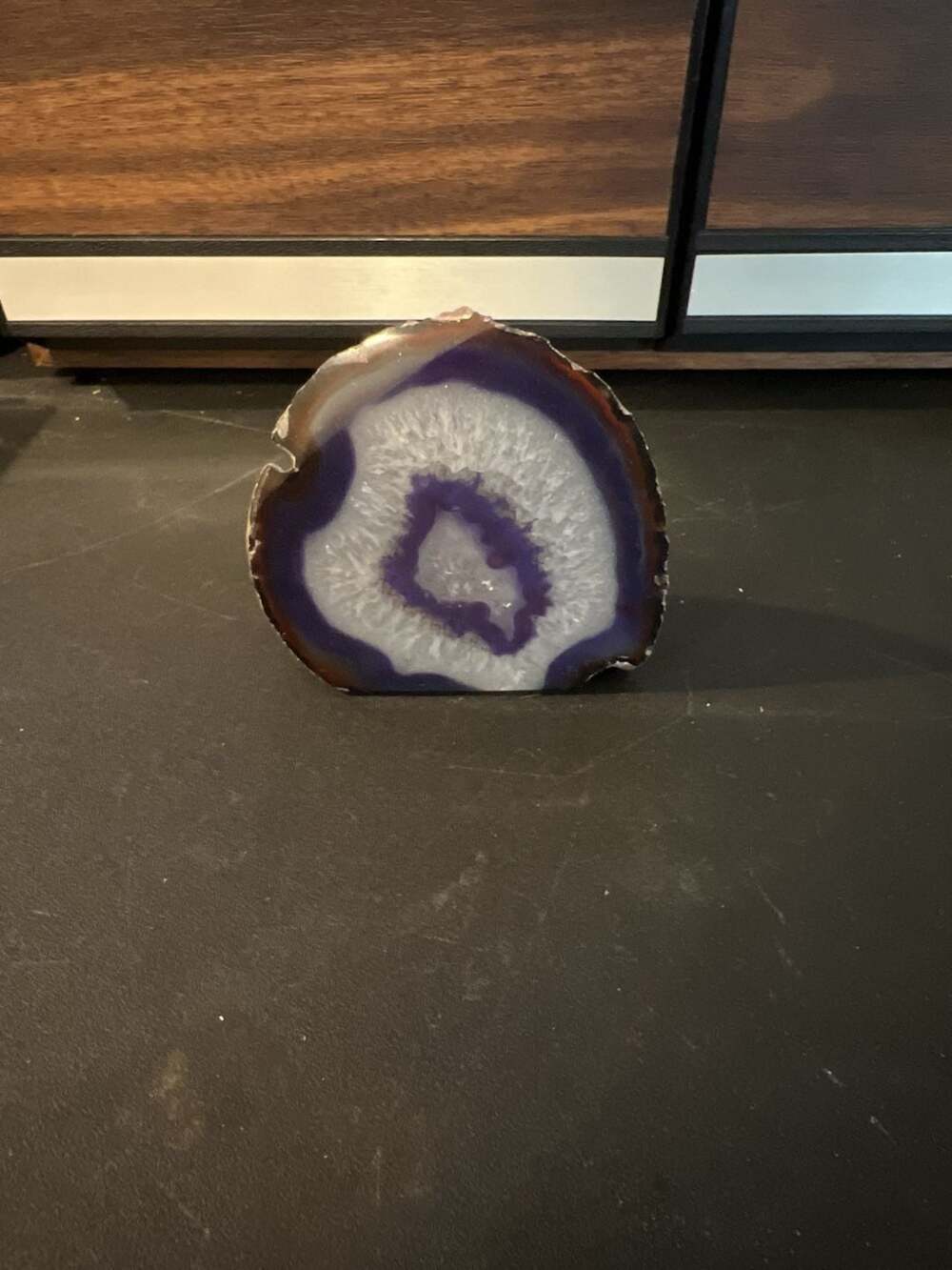 Natural Purple Agate Slice Geode Crystal Specimen